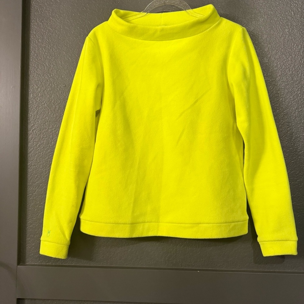 DUDLEY STEPHENS •Neon Yellow Fleece Pullover - small